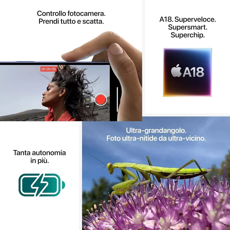 APPLE IPHONE 16 256GB 5G NERO SMARTPHONE BLACK GARANZIA NUOVO ORIGINALE ITALIA - Immagine 4 di 4