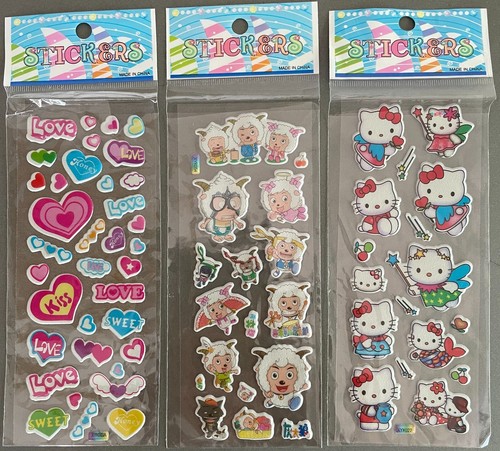 12 sheets 3D Puffy Foamy Bubble GIRL STICKERS kids random barbie unicorn frozen - Picture 5 of 5