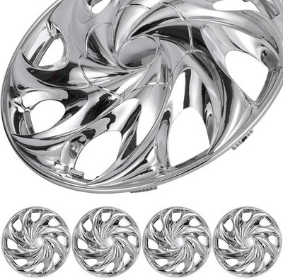 Set of 4 14 inch Chrome Wheel Covers Snap On Hub Caps For R14 Tire+Steel Wheels