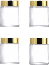 4 Pa 100g 3.4 oz Clear Glass Jars with Lids,Round Cosmetic Container