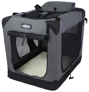 EliteField 3-Door Crate de chien souple pliant avec sac de transport et lit polaire