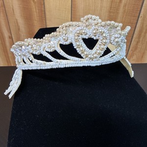Vintage Bridal Crown or Tiara Pearl Beading White