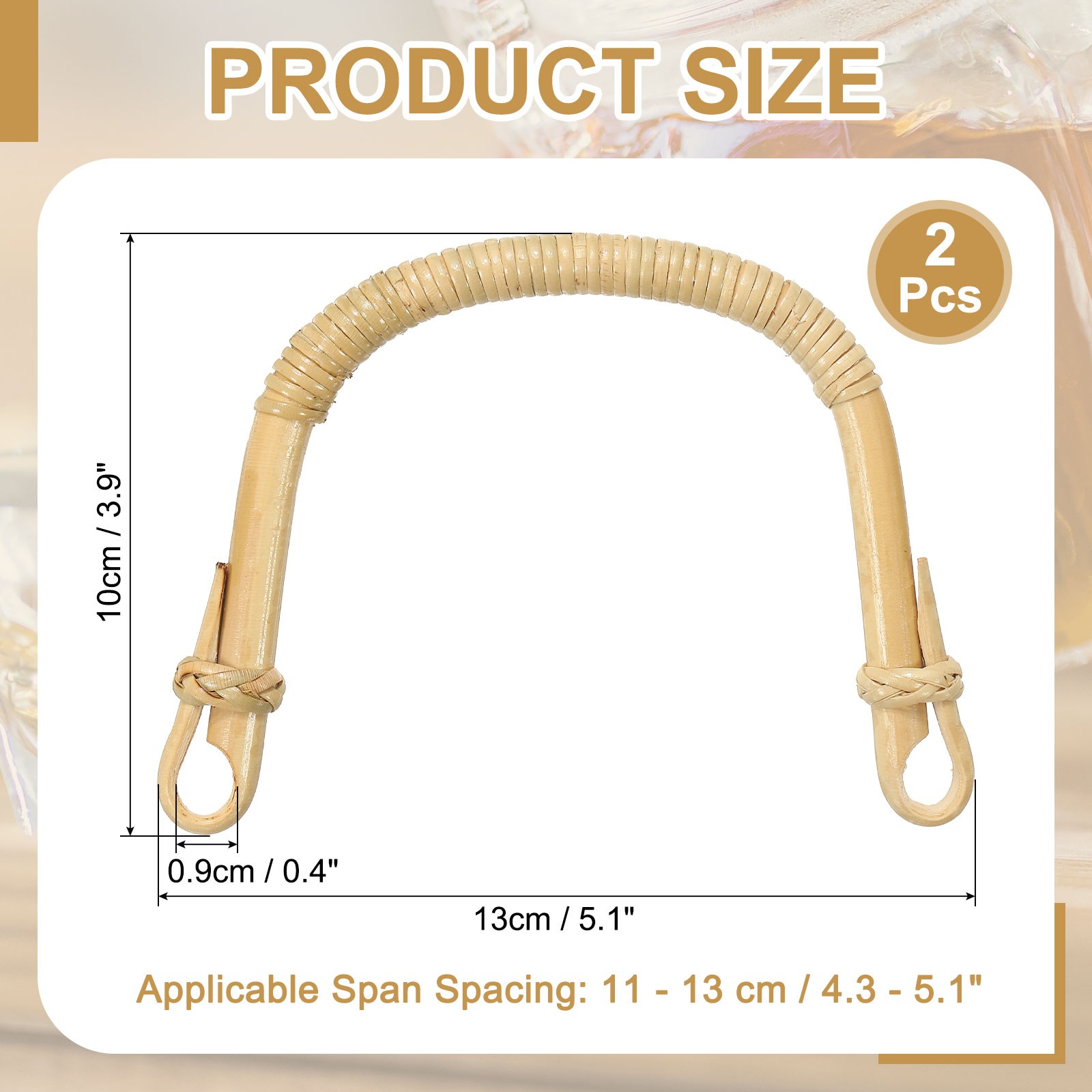 2Pcs Teapot Handle U-Shape Handle Replacement for Span 4.3"-5.1" Rattan Winding