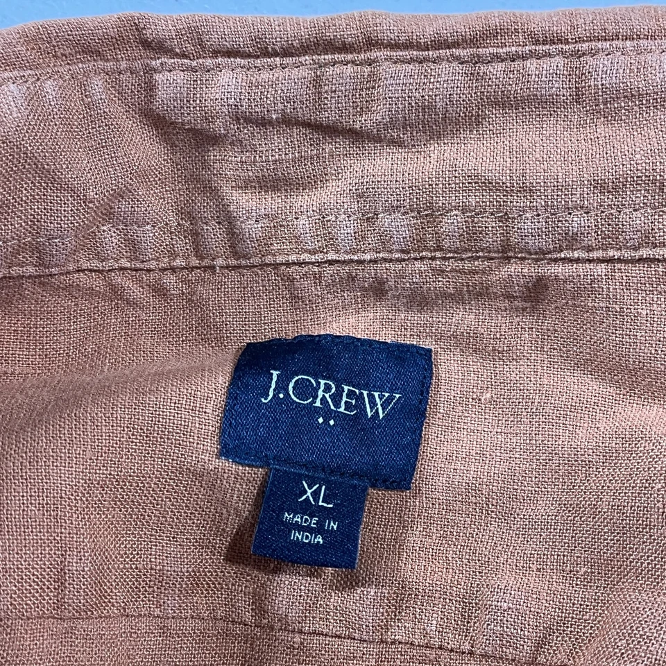 J Crew Shirt Mens XL Button Up Long Sleeve Orange Preppy Coastal Beach - Image 3 of 4