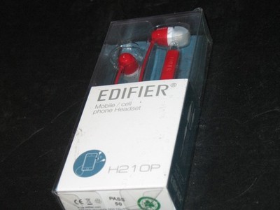 RED Edifier Wired Computer CELL PHONE Earbuds Headphone Comfortable Eartips NEW