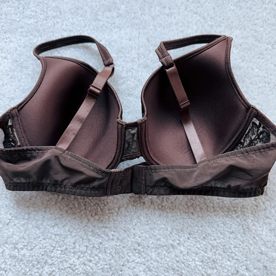WACOAL #85374 Sujetador Camiseta Marrón Satinado Bordado Demi Contorno 36C Con Aros Foto 2 de 4
