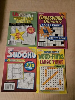 New Word Search Puzzle Soduku Crossword Puzzles books lot of 4 Travel Size