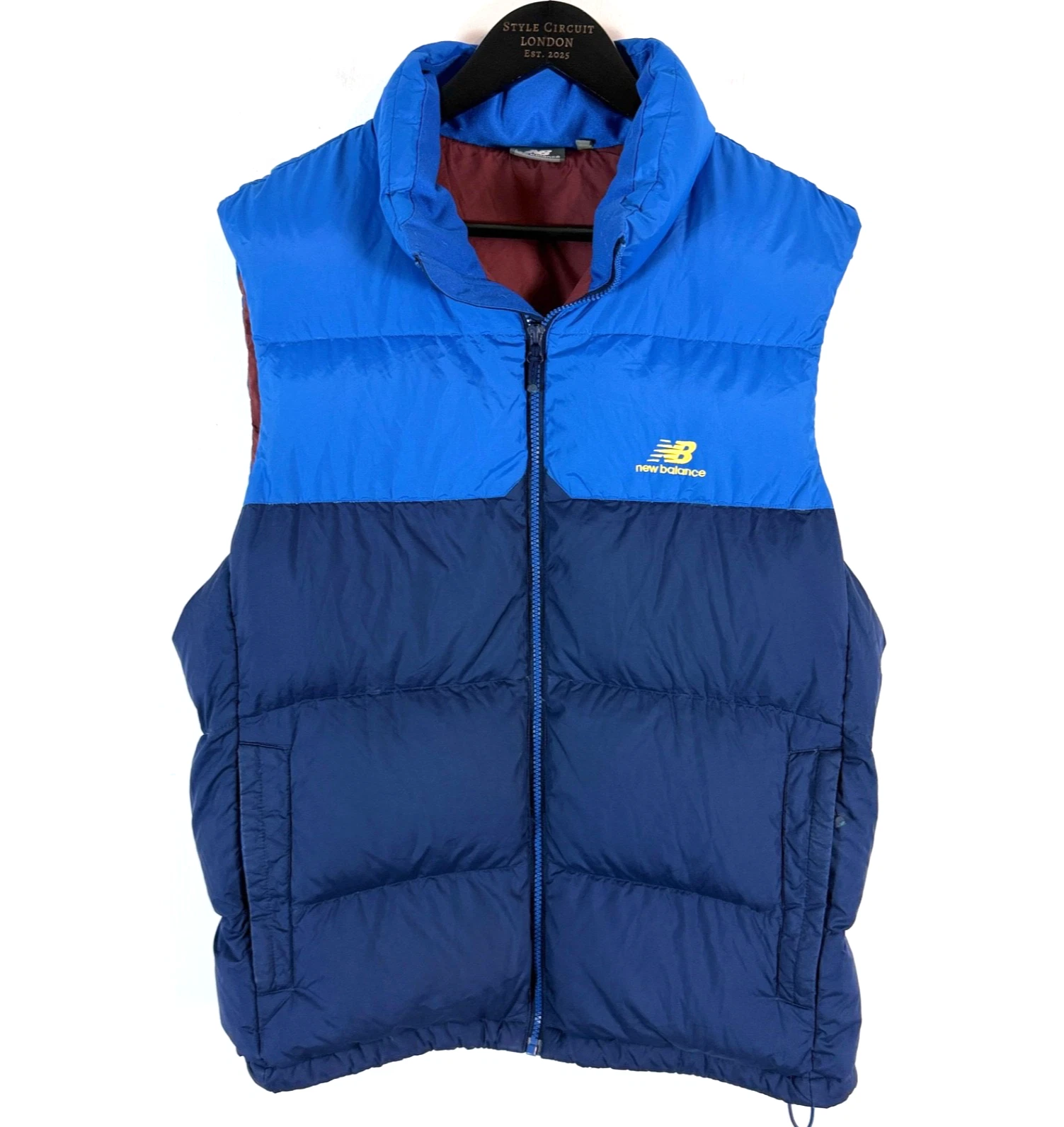 New Balance Gilet Mens Large Cobalt Blue Puffer Quilted Body Warmer Padded Vest