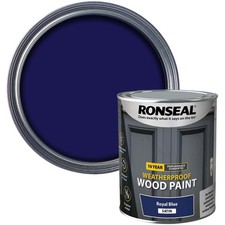 Ronseal 10 Year Weatherproof Wood Paint Royal Blue Satin 750ml