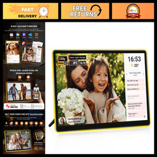 14" Neon Light Digital Picture Frame - 2K FHD Touchscreen, Auto-Synced Calendar,