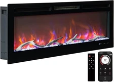 60'' Smart WiFi Electric Fireplace Recessed & Wall Mounted 750W/1500W Ultra-Thin