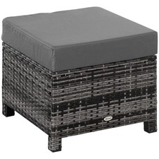 Outsunny Rattan Footstool Padded Seat Garden, Refurbished