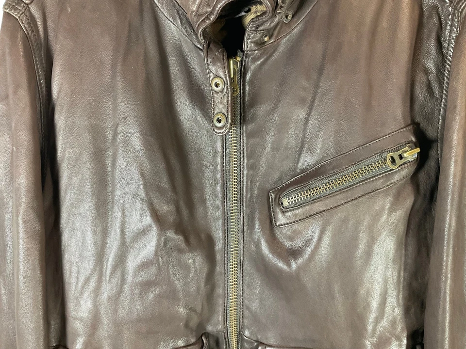 Timberland Vintage Brown Soft Leather Bomber Jacket Size Large - Image 3 of 4
