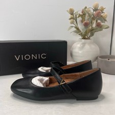 Vionic Alameda Leather Mary Jane Flats Shoes Black I8661L1001 Women 5M Tried On