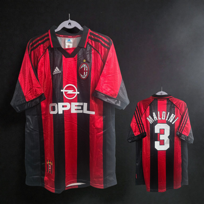 AC MILAN HOME 1998/1999 - RETRO JERSEY - SOCCER - MALDINI # 3