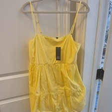Wild Fable Yellow Solid Eyelet Strappy Sleeveless Short Sundress Size L