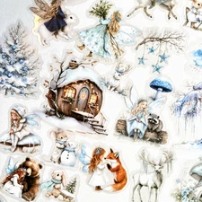Winter Forest Fairy Stickers Junk Journal Collage Scrapbooking