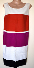 MARKS & SPENCER 20 white mix block colour LINEN blend sleeveless SHIFT dress