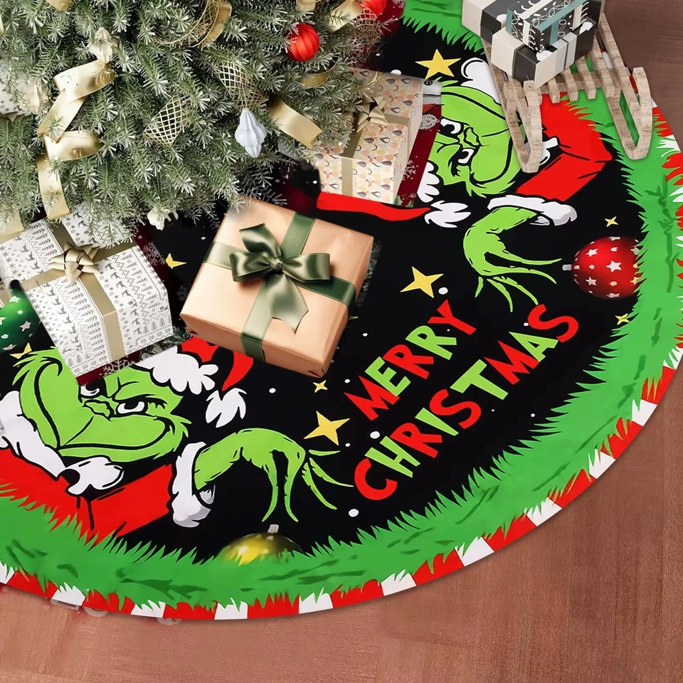 Grinch Christmas Tree Skirt - 48 Inch Holiday Decor for Festive Celebrations* - Image 2 of 4