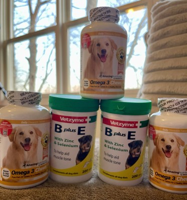 NEW Amazing Nutritional Omega 3 Chews Bacon/Liver Vetzyme B Plus E Zinc Selenium