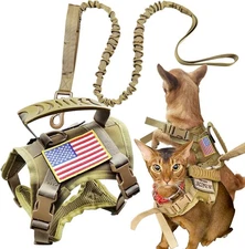 Tactical Cat Harness and Leash Set for Walking Escape Proof Adjustable Large Cat