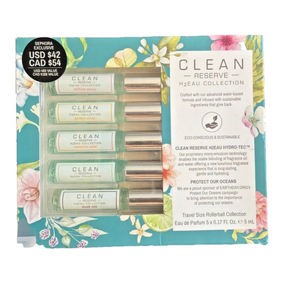 CLEAN Reserve H2Eau Travel Size Rollerball Collection Eau De Parfum 5x0.17 fl oz