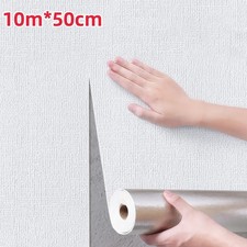 10M Thicken Self Adhesive Thermal Insulation Wallpaper Linen Plain Wall Sticker