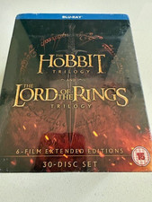 The Hobbit Trilogy and the Lord of the Rings Trilogy 6 Film Blu-Ray Box Set-NEW