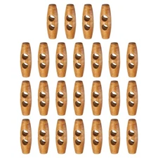 25pcs Wooden Toggle Buttons 35mm Double Hole Olive Sewing Button, Medium Brown