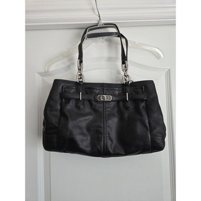 Coach Chelsea Jayden Black Leather Silver Chain Hardware 2 Handle Handbag Purse