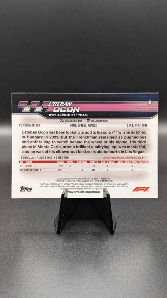 2024 Topps Paddock Pass Formula 1 Chrome X-Fractors #9 Esteban Ocon Alpine F1 - Image 2 of 2