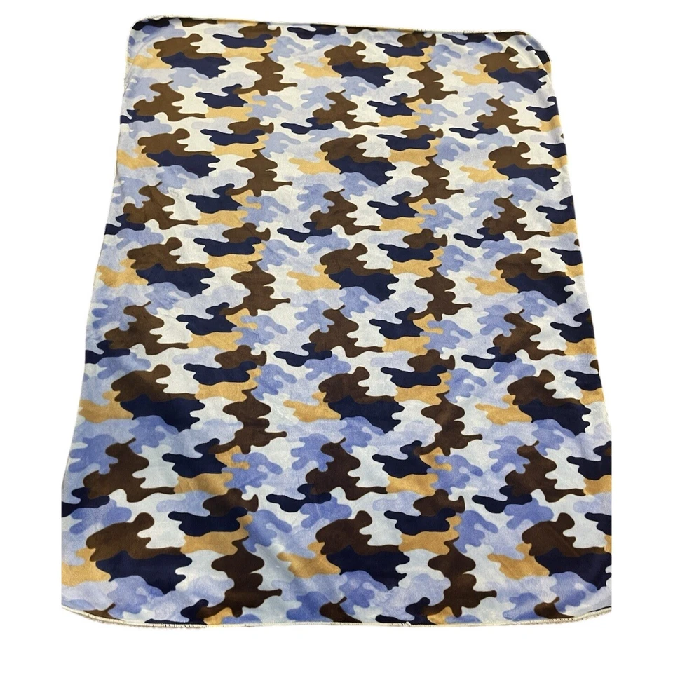 Manta de bebé de felpa Circo Target camuflada azul marrón Sherpa camuflaje Lovey Y2k Foto 2 de 4