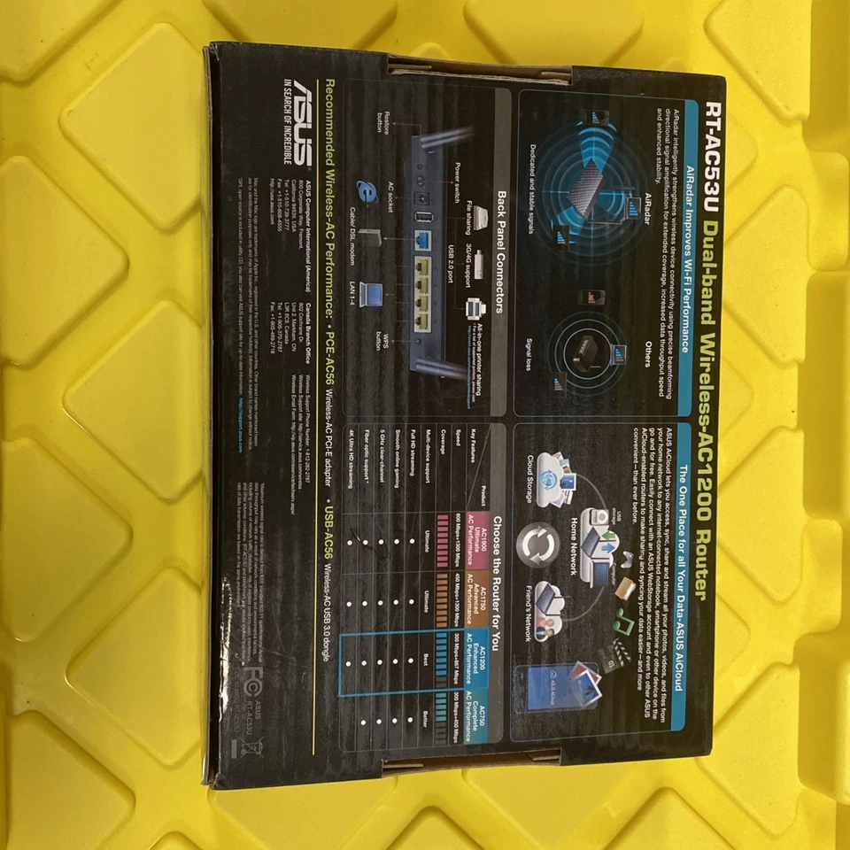 Roteador sem fio ASUS RT-AC53U AC 1200 banda dupla não testado na caixa.  S7 - Imagem 3 de 4