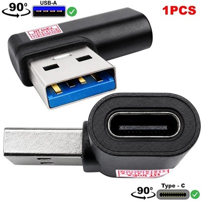 USB 3.0 Type-A Male to Type-C Female 90° Angled Adapter Cable