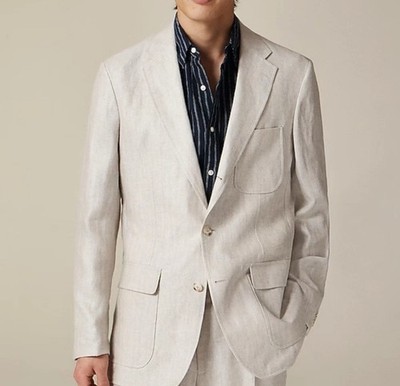 J Crew Fog Grey Crosby Classic-fit Suit Blazer Linen Herringbone Men's 38R Sport