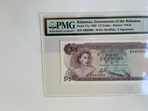 BAHAMAS 1/2 dollar 1965 Superb Gem Uncirculated. PMG 67. - Picture 3 of 3