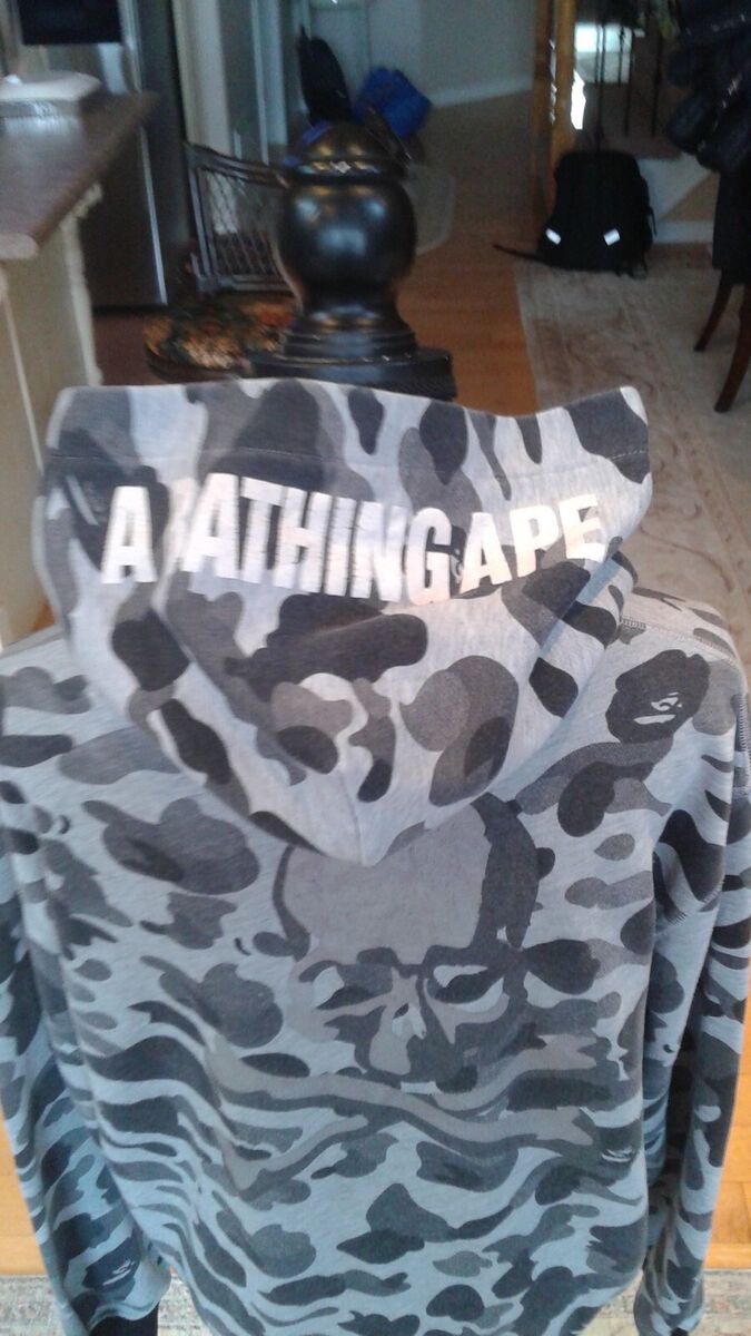 BAPE X MASTERMIND MEN CAMO HOODIE SIZE XL FIT L GREY COLOR BAPE X MASTERMIND MEN CAMO HOODIE SIZE XL FIT L GREY COLOR