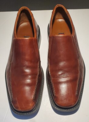 Ecco Shock Point Brown Leather Loafers Slip On Shoes Men  display picture 1