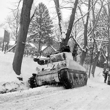 WW2 WWII Photo World War Two US Army Sherman Tanks Belgium 1945 7th Armored Div