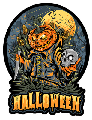 HALLOWEEN MUMIE KÜRBIS FRIEDHOF TOT SKULL DECAL AUFKLEBER STICKER HB141
