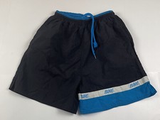 Vintage 90s Bike Athletic Shorts Nylon Black Blue Soccer Shorts Trunks Sz Medium