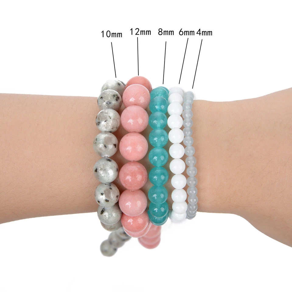 Cuentas espaciadoras redondas de piedras preciosas naturales de ágata de 4 mm 6 mm 8 mm 10 mm 12 mm para hacer joyas Foto 3 de 4