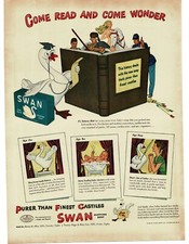 1943 SWAN Soap Professor Teaches History art Vintage Print Ad
