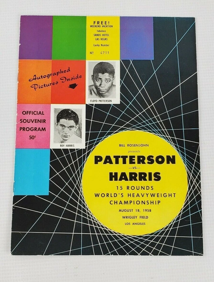 Roy Harris vs Floyd Patterson Vintage Boxing Program No. 4711 1958 Los Angeles - Image 2 of 4