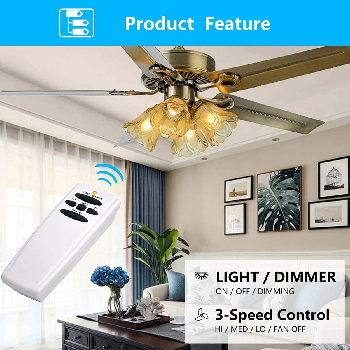 Hunter Ceiling Fan And Light Wireless Remote Control Kit With Receiver
