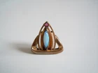 Antique Chain Slider With Pink Gemstone And Full Opal 1.9 G/1.5 X 1.5 Cm