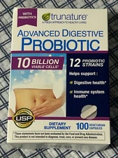 trunature Advanced Digestive Probiotic with 12 Strains, 100 Capsules (Exp 7/26)