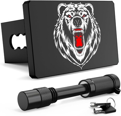Metal Tow Hitch Covers fits for 2'' Hitch Receivers - White Bear by KftRocks