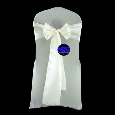 100 IVORY Satin Chair Sashes Bows Wedding Party Banquet Events DIY Decoration