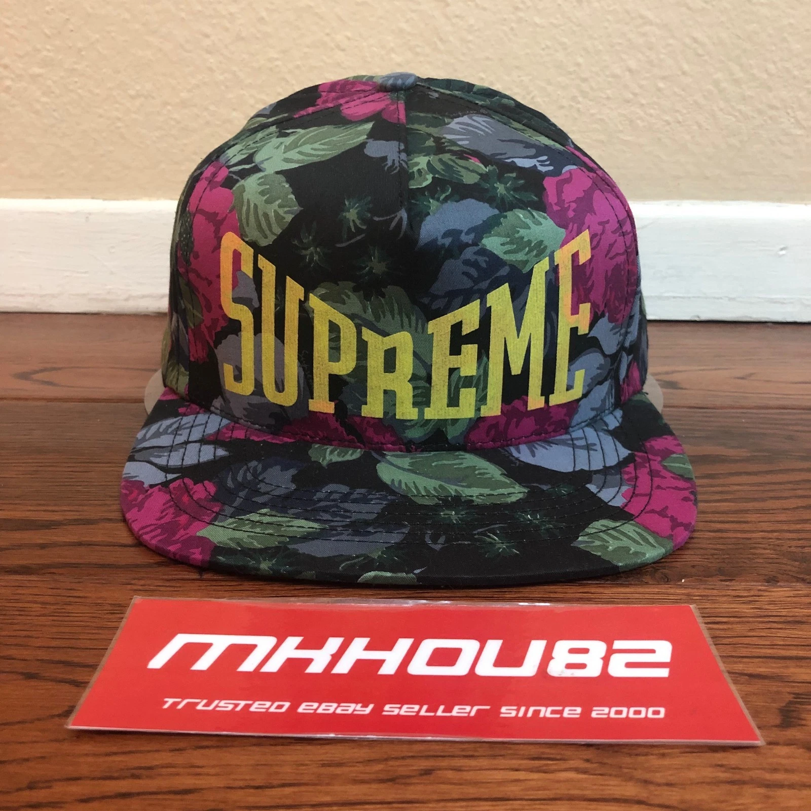 Casquette 5 panneaux Supreme Floral neuve camp imprimé intégral fleur noir 2018 SS18